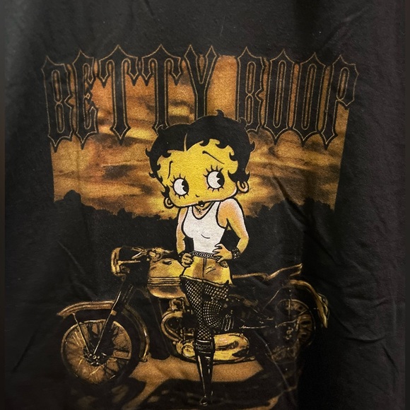 Betty Boop Brisco Brand Graphic Tee Motorcycle Biker Black XL NEW - Picture 2 of 3